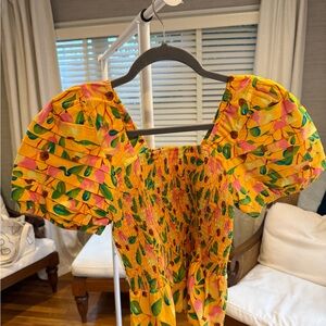 NWOT Farm Rio Yellow Puff Sleeve Top
